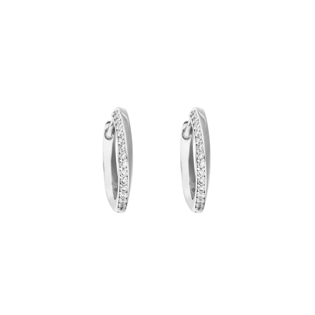 Creolen 925 Sterlingsilber mit 15 Zirkonia geschwungen