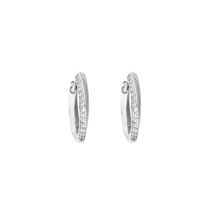 Creolen 925 Sterlingsilber mit 15 Zirkonia geschwungen