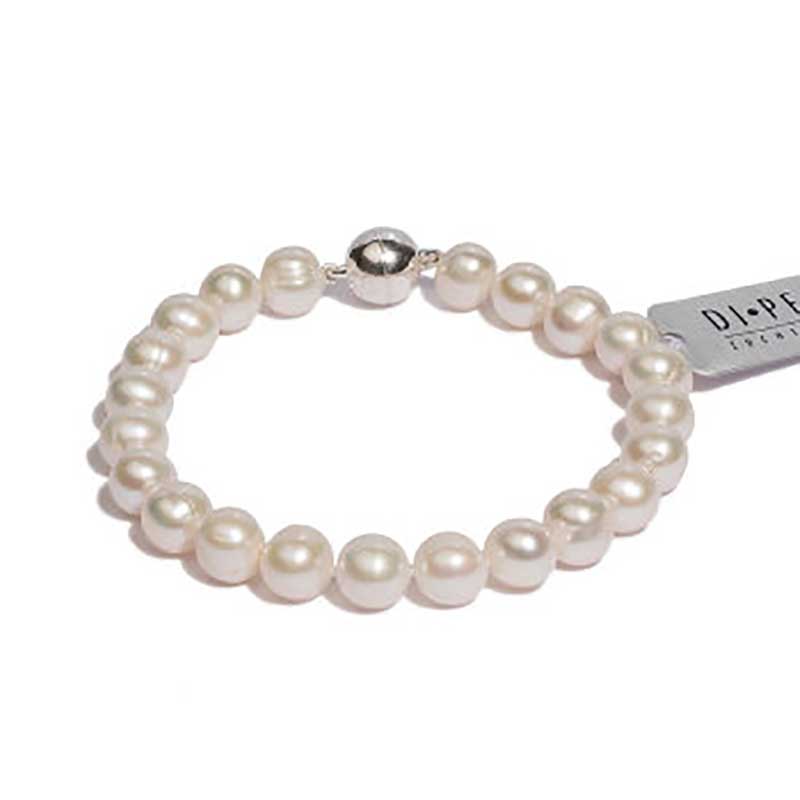 Armband Zuchtperlen 8 - 9 mm weiß, 19 cm