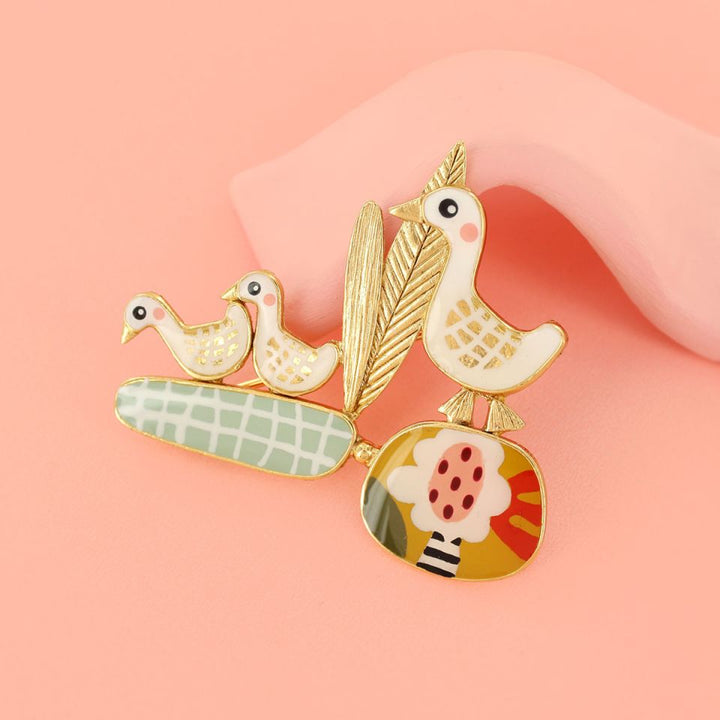 Brosche Plume – Handbemalte Designer-Brosche mit Tiermotiv