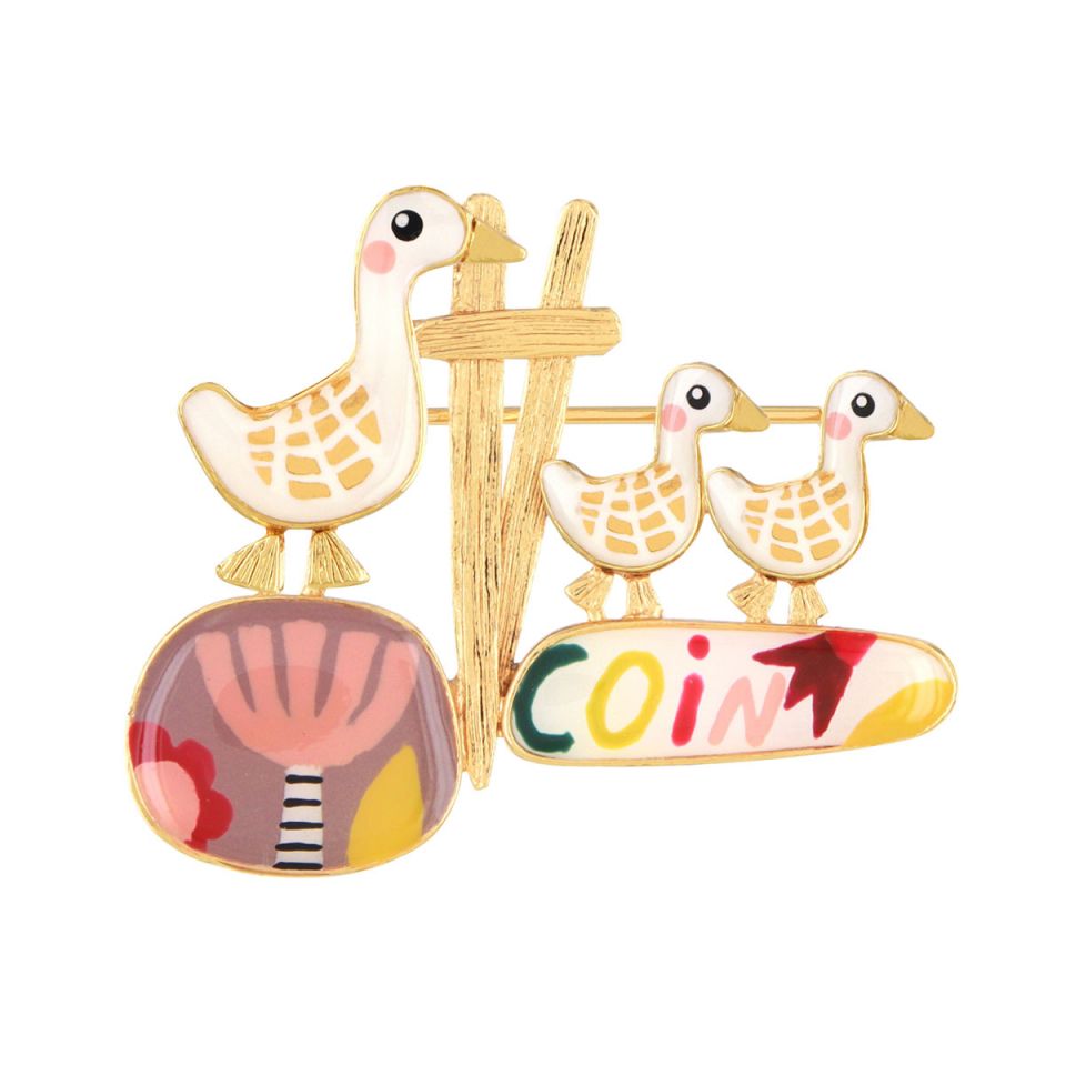 Taratata Brosche Plume – Handbemalte Designer-Brosche mit Tiermotiv