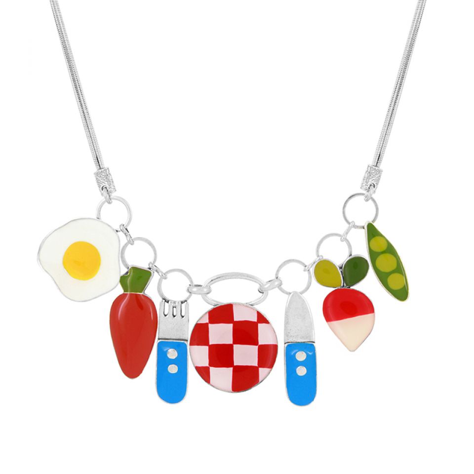 Taratata Halskette Dinette – Bunte Sommer-Kette mit handgemalten Mustern