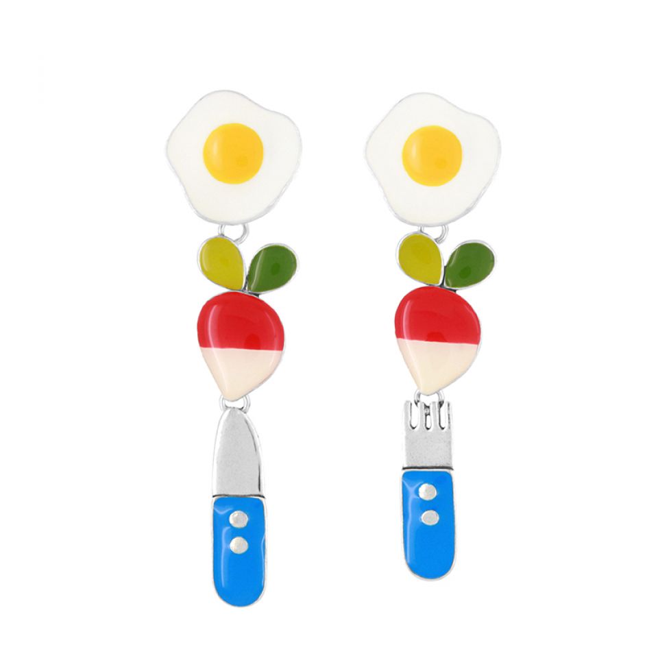 Taratata Ohrhänger Dinette – Bunte Sommer-Ohrringe mit handgemalten Mustern