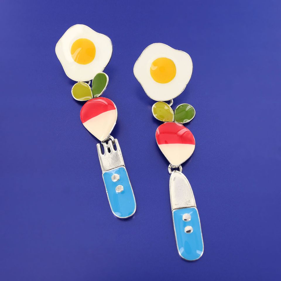 Taratata Ohrhänger Dinette – Bunte Sommer-Ohrringe mit handgemalten Mustern