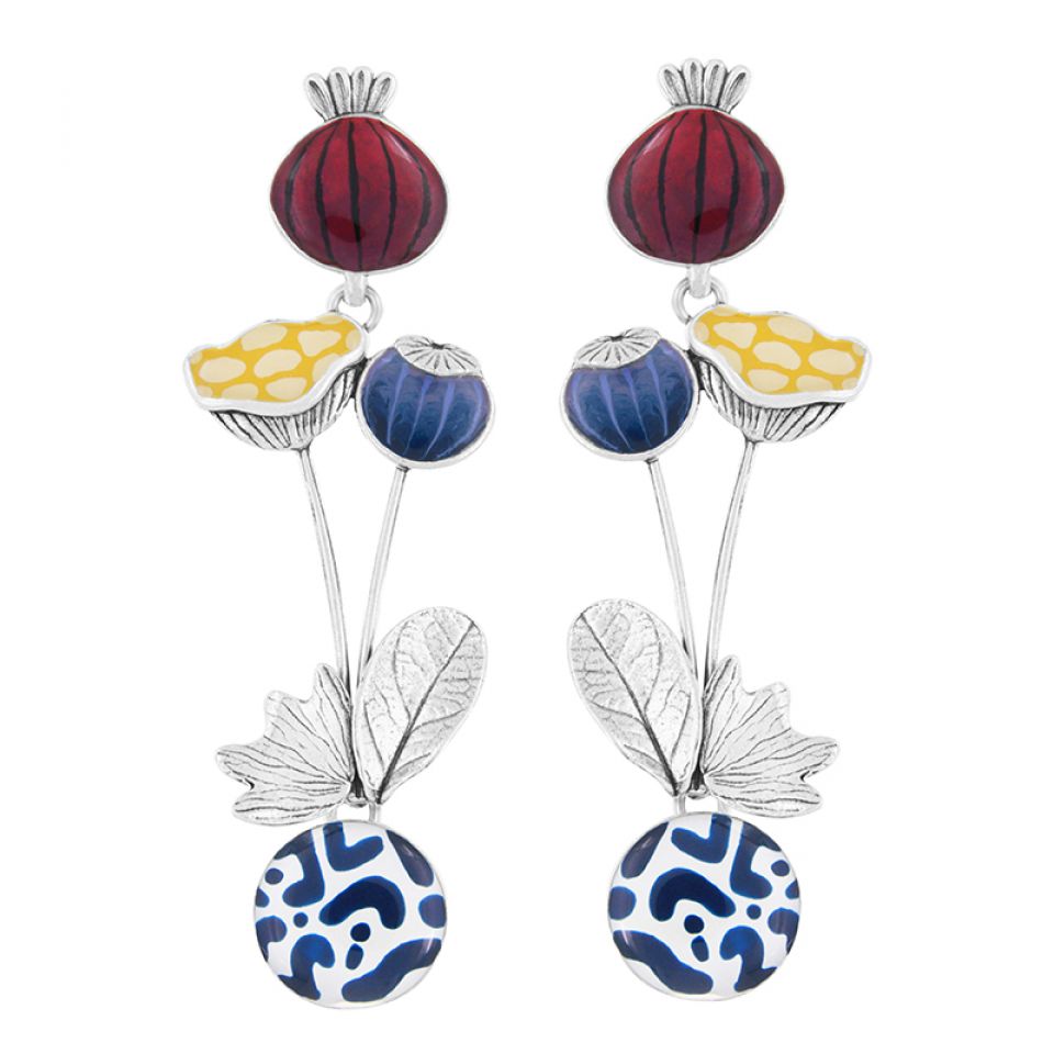 Taratata Ohrhänger Opium – Bunte Sommer-Ohrringe mit handgemalten Mohnblumen