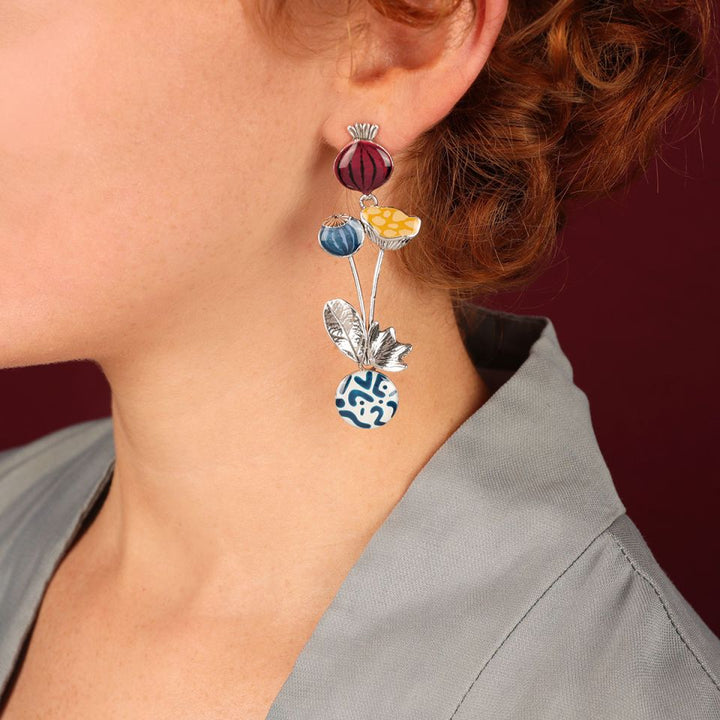 Taratata Ohrhänger Opium – Bunte Sommer-Ohrringe mit handgemalten Mohnblumen
