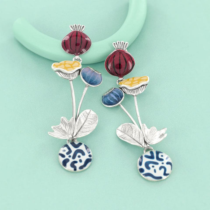 Taratata Ohrhänger Opium – Bunte Sommer-Ohrringe mit handgemalten Mohnblumen