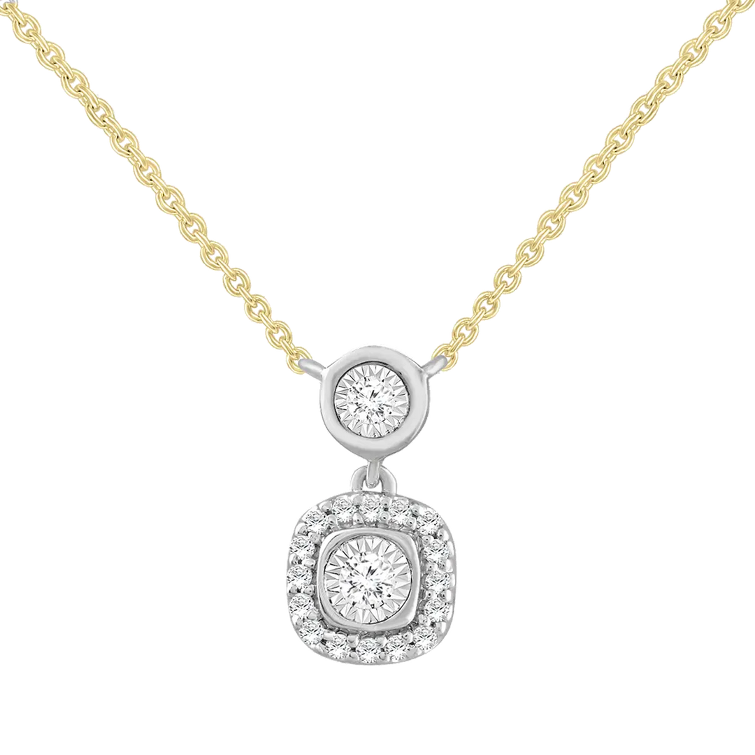 Halskette Gelbgold mit Anhänger, Weißgold, Brillanten