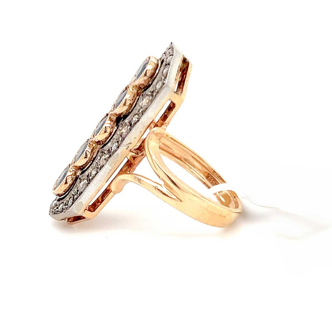 Damenring 585 Roségold, Safire und Brillanten