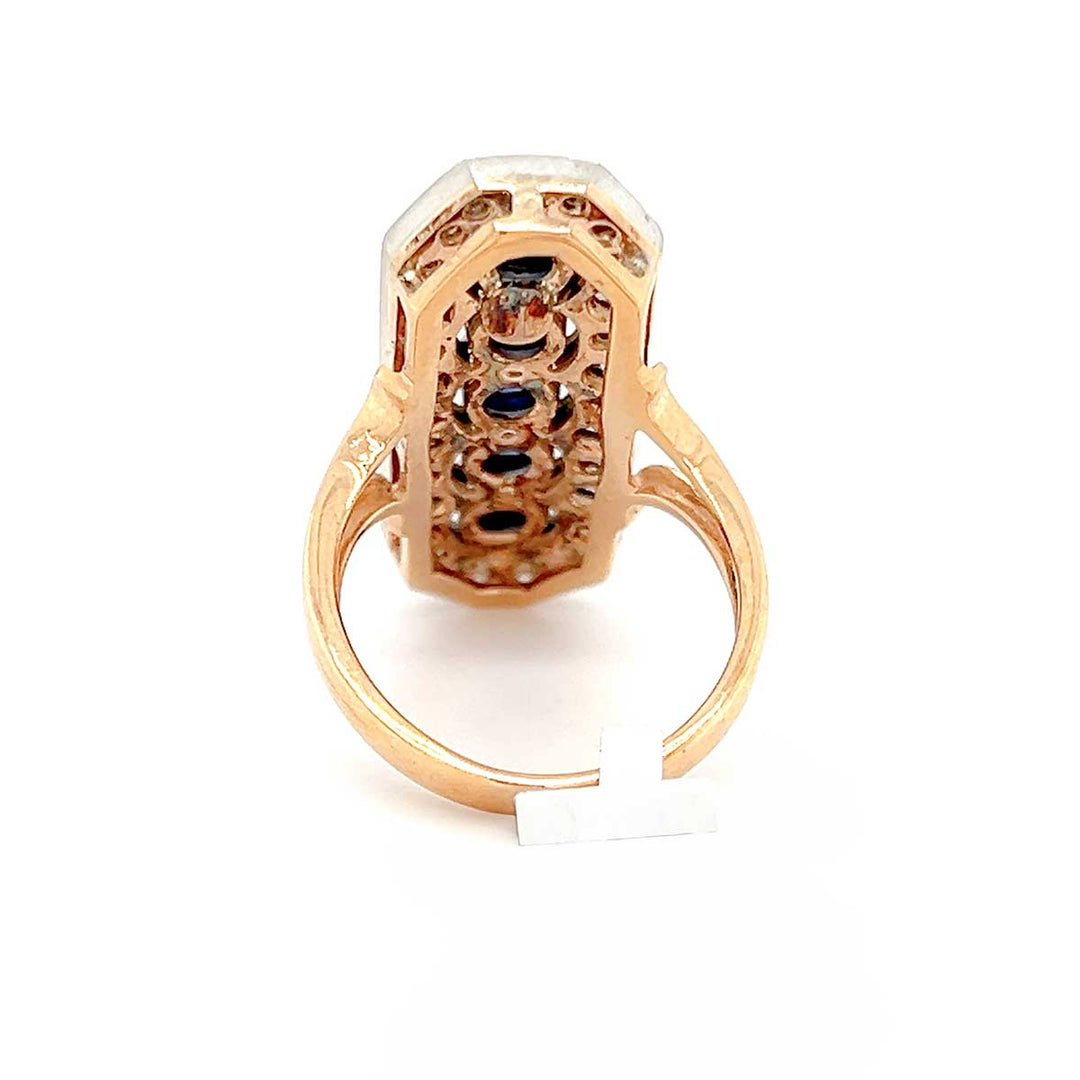 Damenring 585 Roségold, Safire und Brillanten