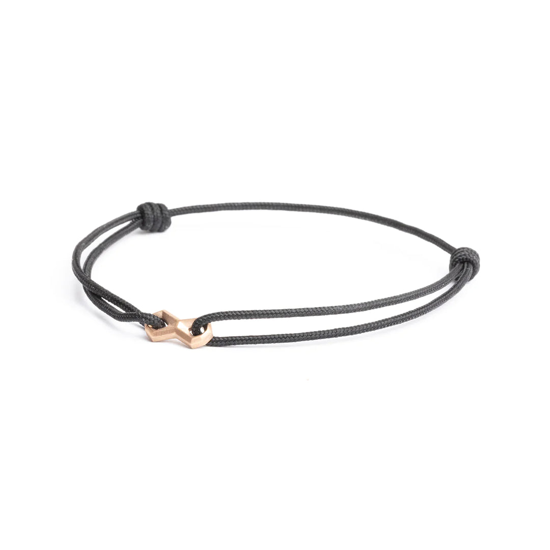 Nylonarmband 1,5 mm, schwarz, Infinity-Zeichen bronze