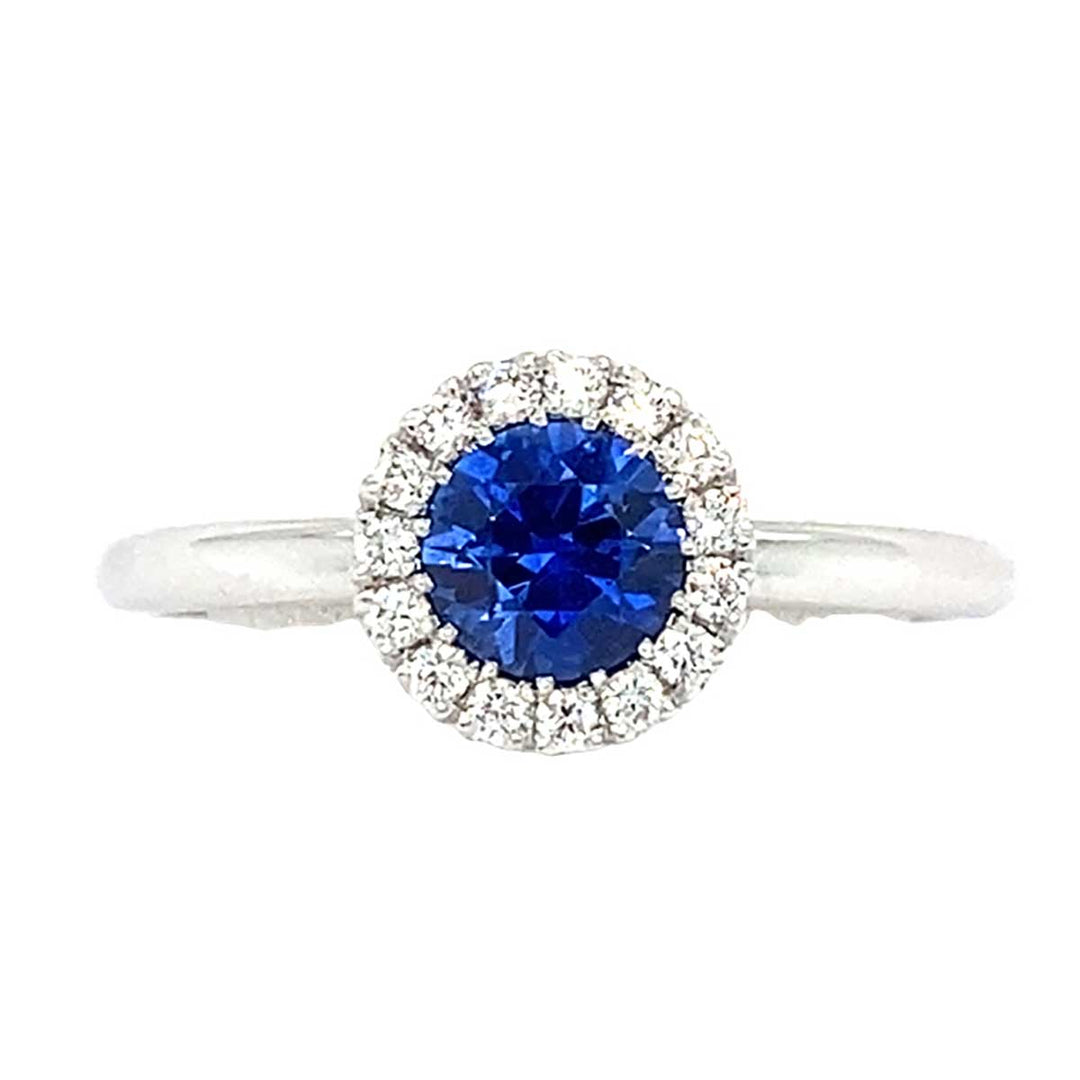 Ring 750 Weißgold mit 0,76 ct Safir & 0,17 ct Brillanten