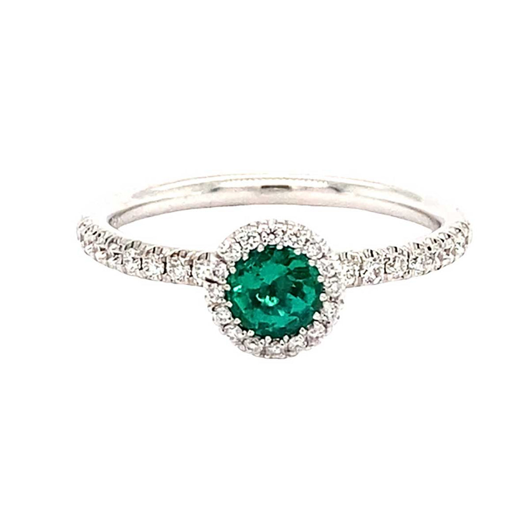 Ring 750 Weißgold mit 0,34 ct Smaragd & 0,24 ct Brillanten