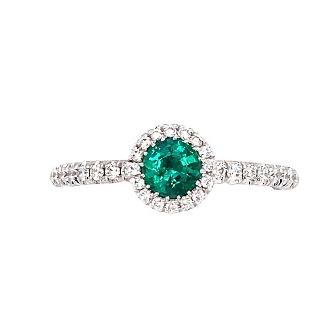 Ring 750 Weißgold mit 0,34 ct Smaragd & 0,24 ct Brillanten