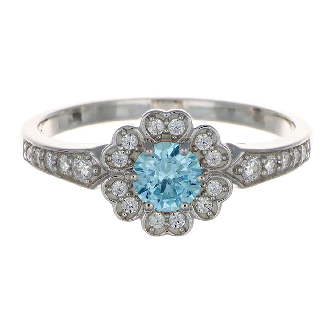 Ring Sterlingsilber, 22 Zirkonia, Zirkonia blau