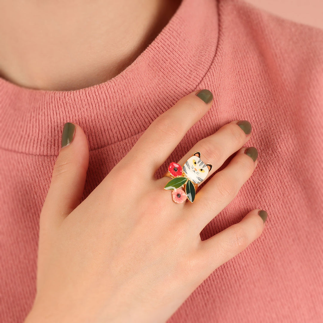 Taratata Ring Billy - Handbemaltes Katzenmotiv | Modeschmuck