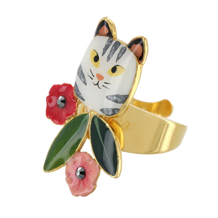 Taratata Ring Billy - Handbemaltes Katzenmotiv | Modeschmuck