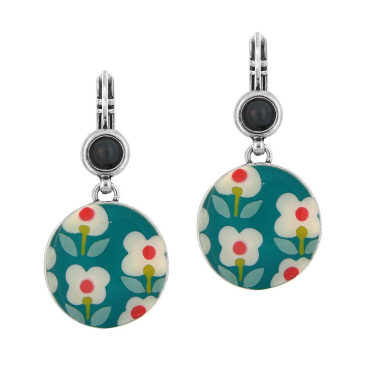 Taratata Ohrringe Tweed - Modeschmuck mit Blumenmotiv Türkis