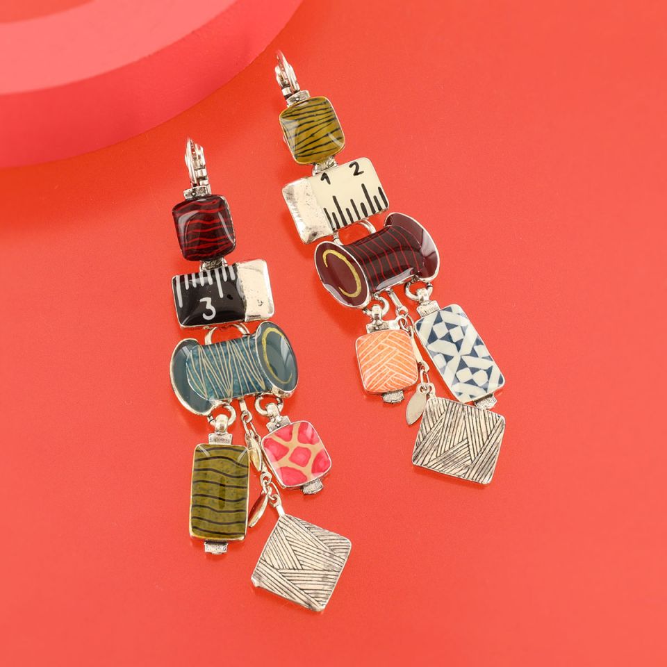 Taratata Ohrhänger Ruban – Bunte Statement-Ohrringe mit handgemalten Mustern