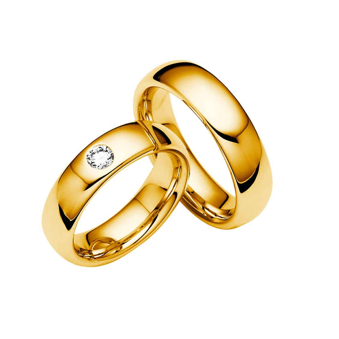 Eheringe Set, 6 mm, Gelbgold, Brillant