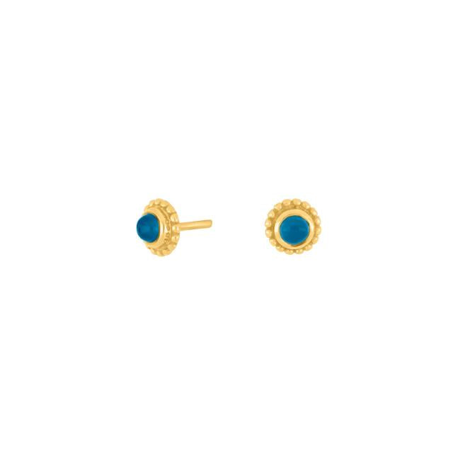 Ohrstecker JOY52 Sterlingsilber vergoldet, 6 mm, Apatit blau