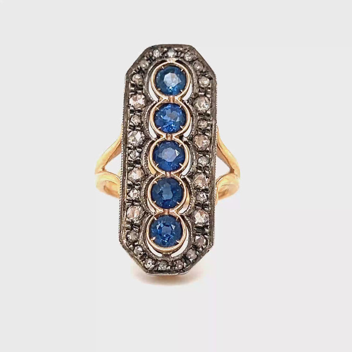 Damenring 585 Roségold, Safire und Brillanten