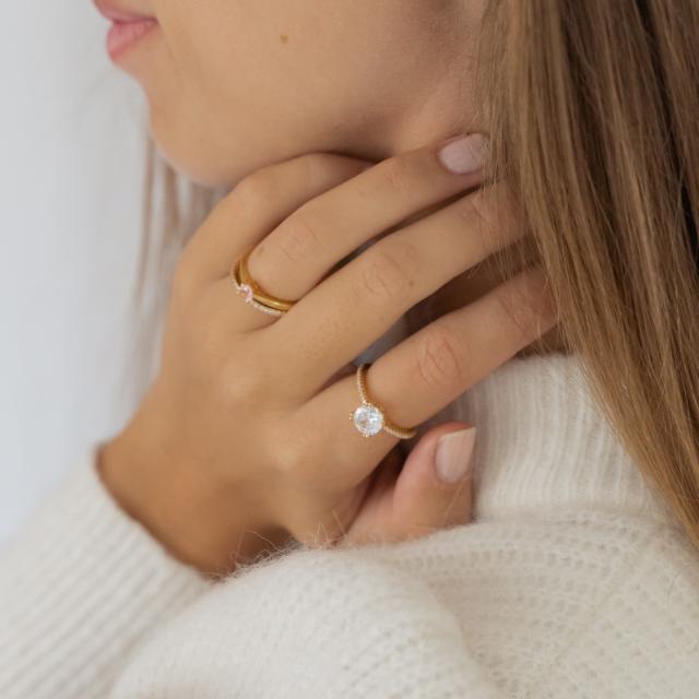 Ring HELENNOR Sterlingsilber vergoldet, Zirkonia rosa