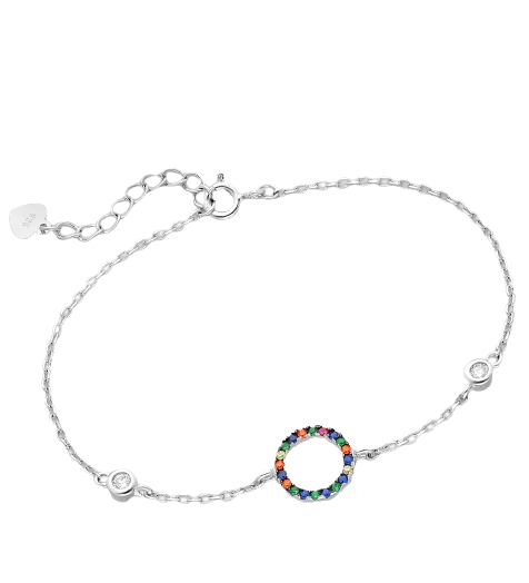 Armband 925 Sterlingsilber rhodiniert, mit bunten Zirkonia