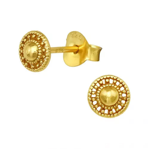 Ohrstecker Sun Circle 5 mm | 925 Sterlingsilber 18k vergoldet
