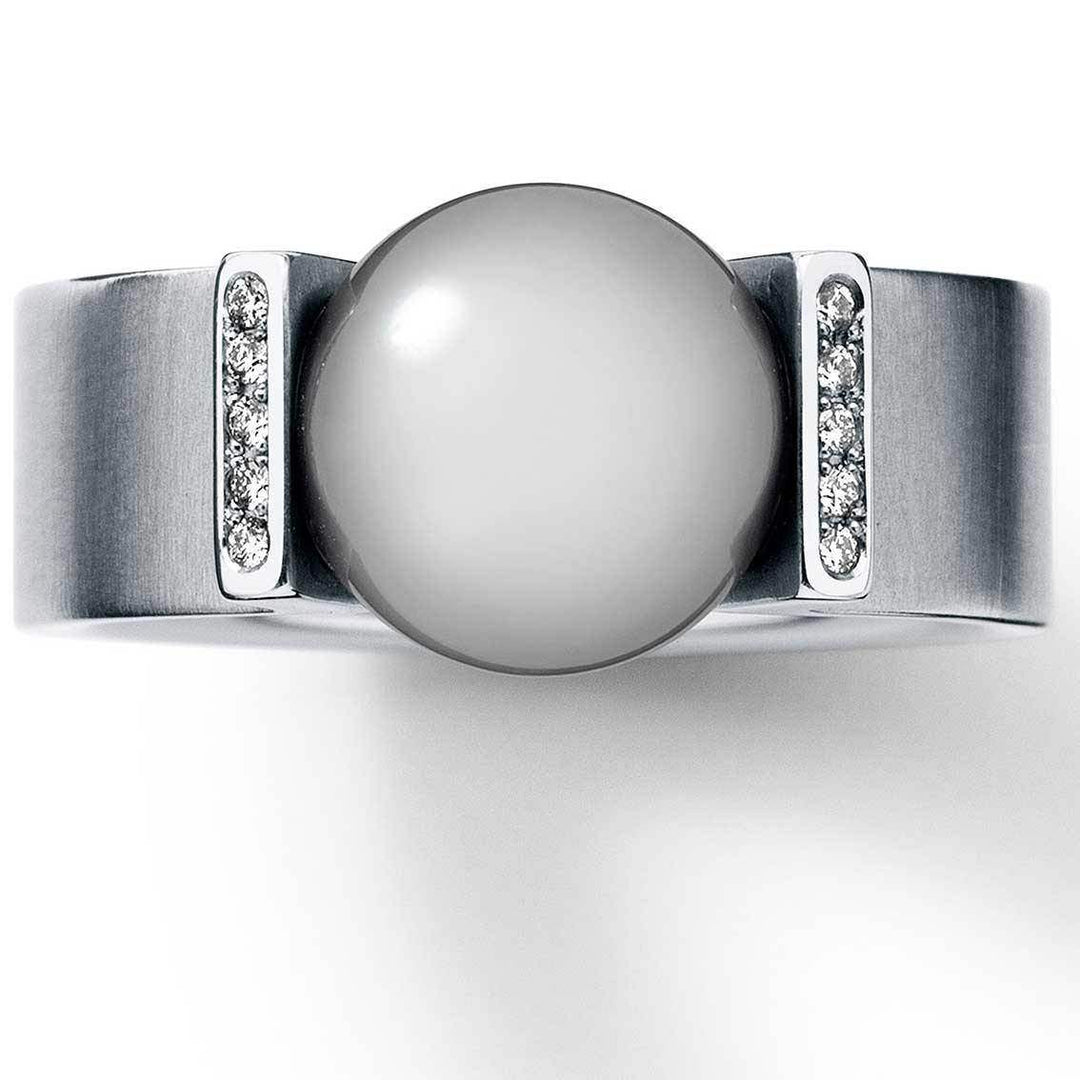 Humphrey Ring VICTORY Edelstahl 7 mm, Perle eingespannt - My Fine Jewellery