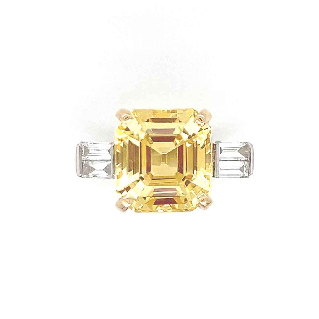 Ring Platin 950, 750 Gelbgold Safir gelb Diamant - My Fine Jewellery