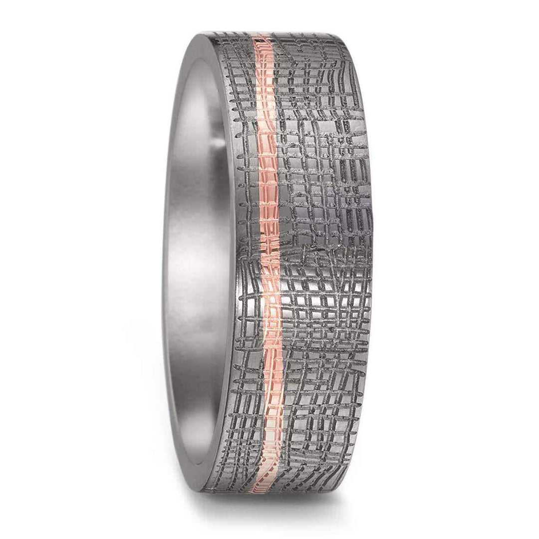 Teno Eheringe Tantal, 750/18 K Rotgold Diamant 0,02 ct - My Fine Jewellery