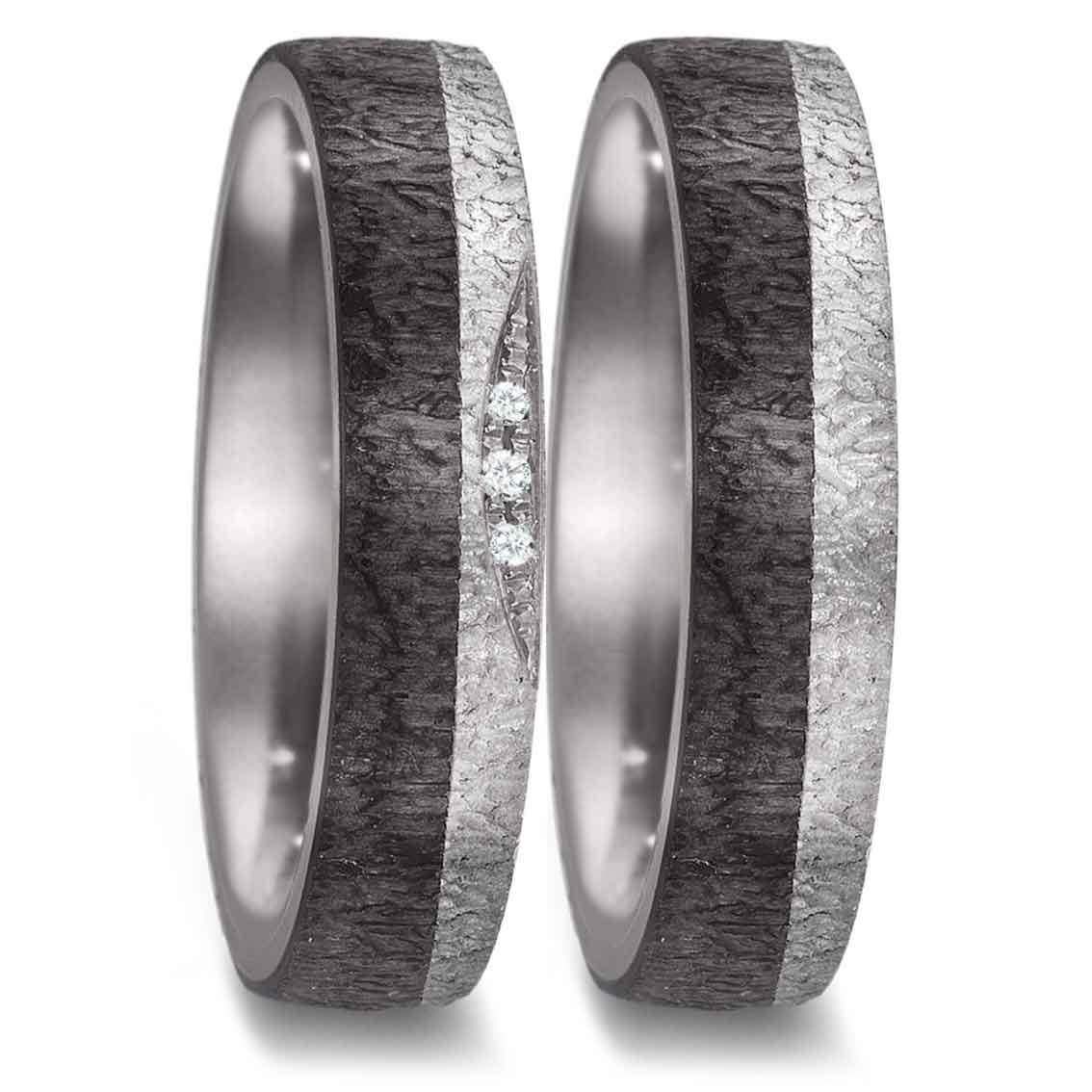 Teno Eheringe Tantal, Carbon, Diamant 0,018 ct - My Fine Jewellery