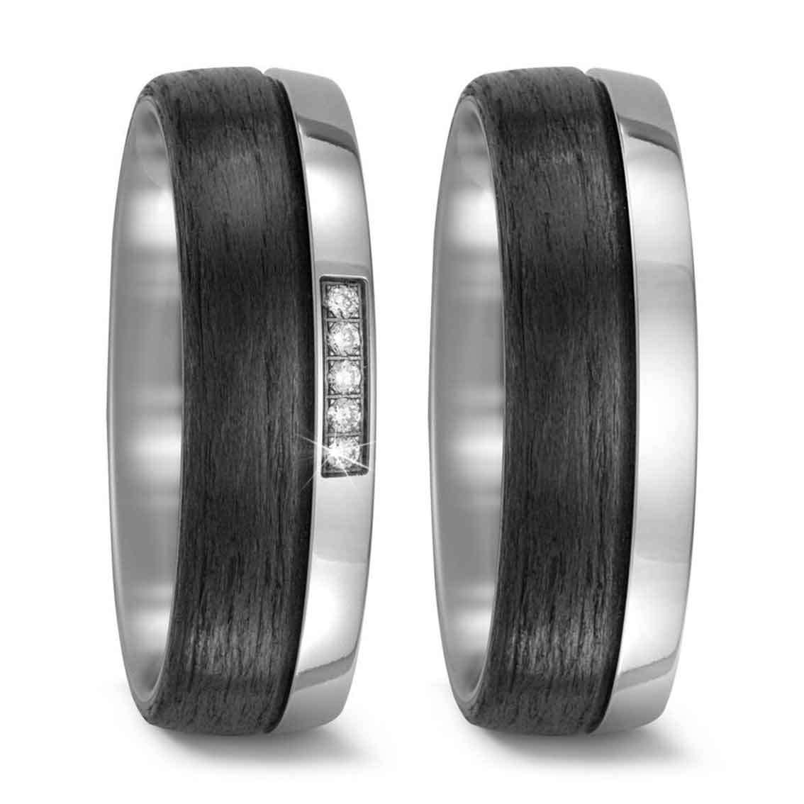 Titanfactory Eheringe Titan/Carbon - My Fine Jewellery