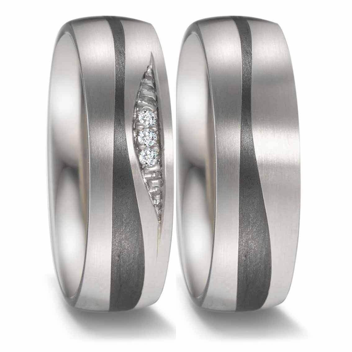 Titanfactory Eheringe Titan/Carbon - My Fine Jewellery