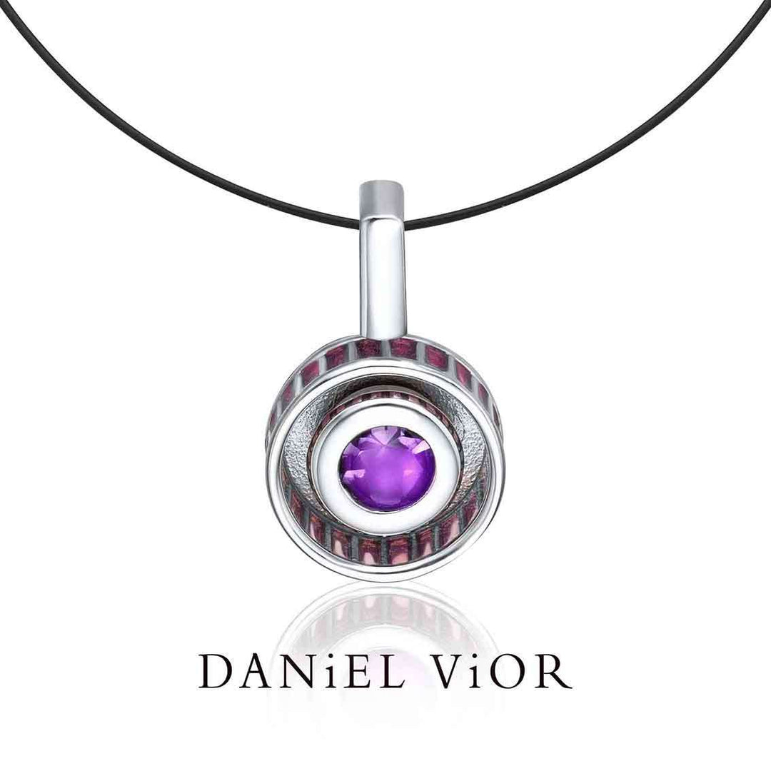 Daniel Vior Anhänger RODET, Sterlingsilber, emailliert, Amethyst - My Fine Jewellery