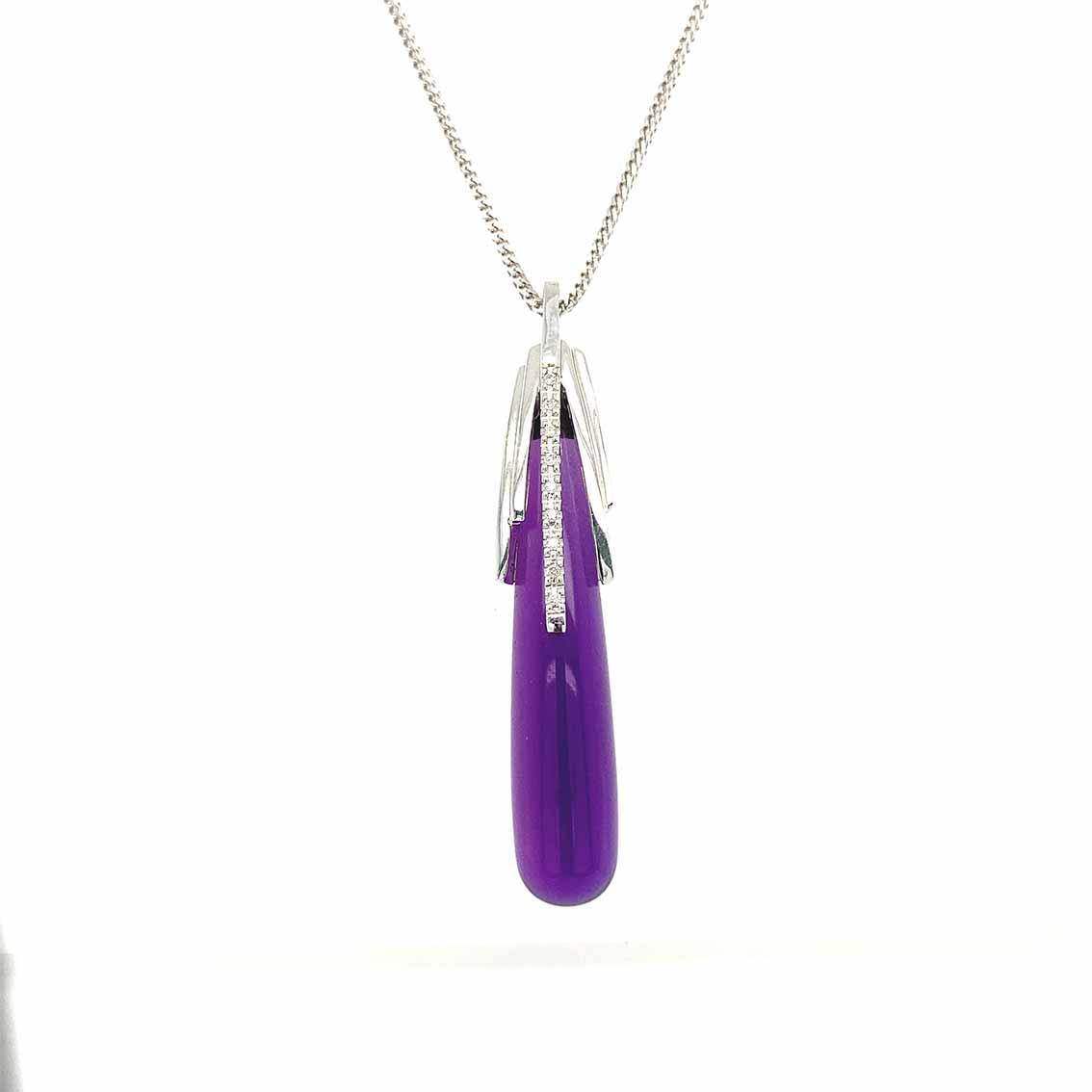 Anhänger Amethyst, Brillant, 585 Weißgold, mit Kette - My Fine Jewellery