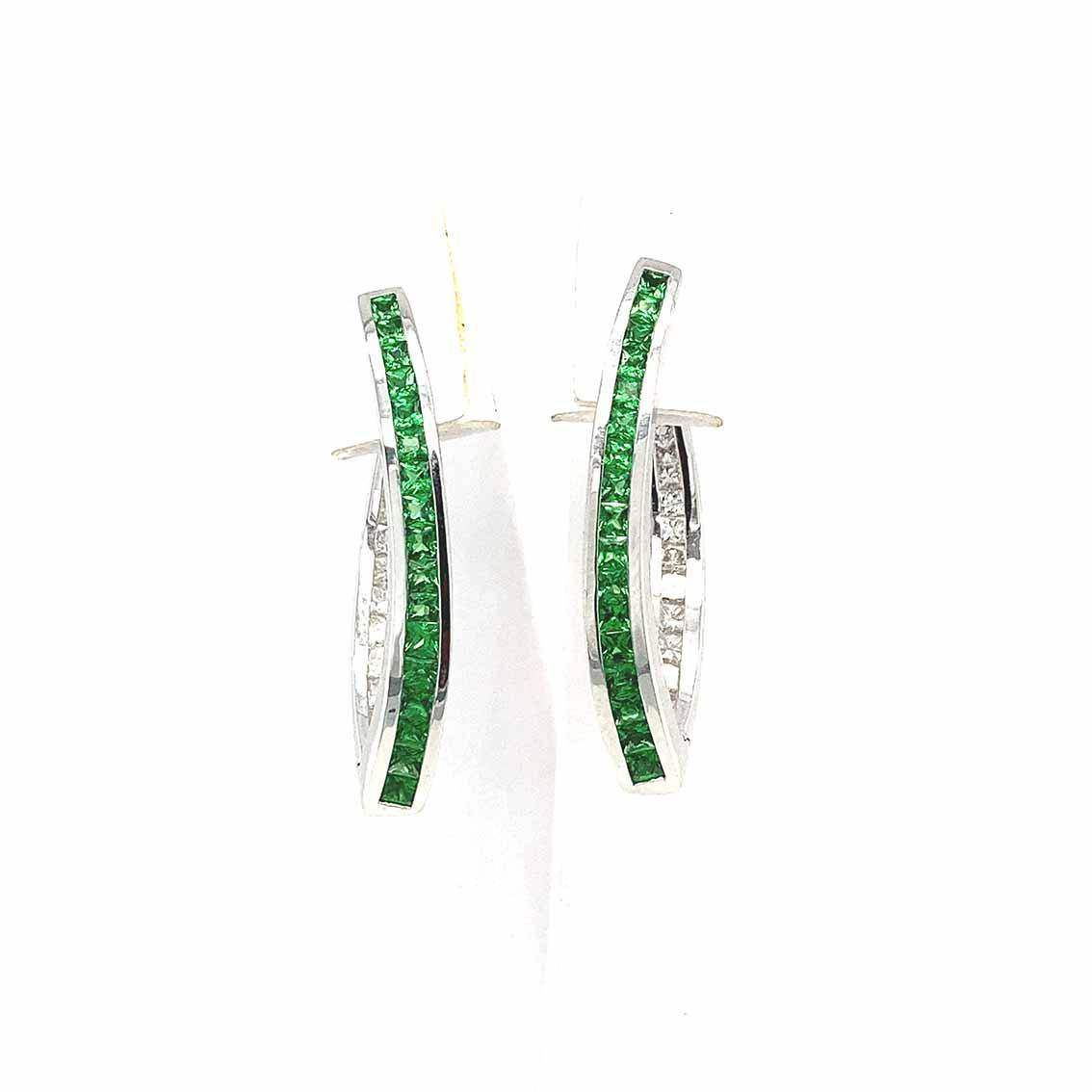 Ohrringe, 585 WG, Diamant, Tsavorit - My Fine Jewellery