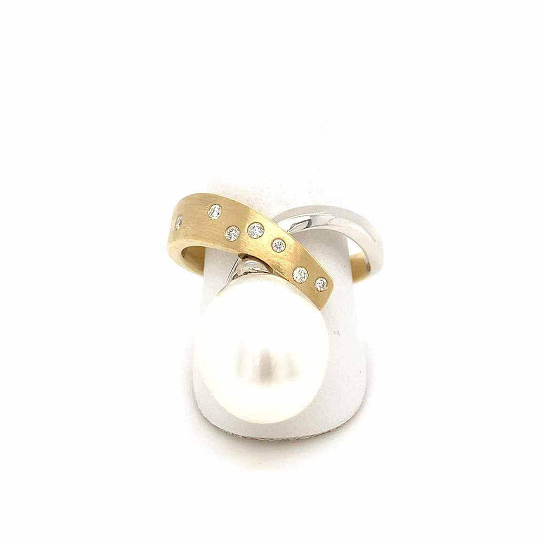 Damenring, 585 Gelbgold/Weißgold, Brillant, Südseeperle - My Fine Jewellery