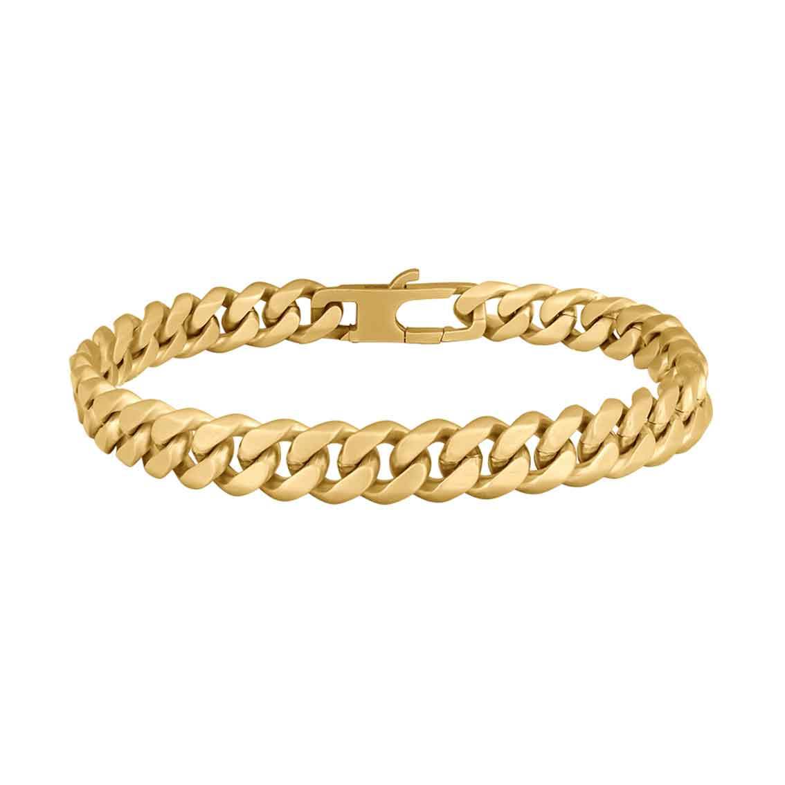 SON Armband STAHL Panzer vergoldet gebürstet 19cm - My Fine Jewellery