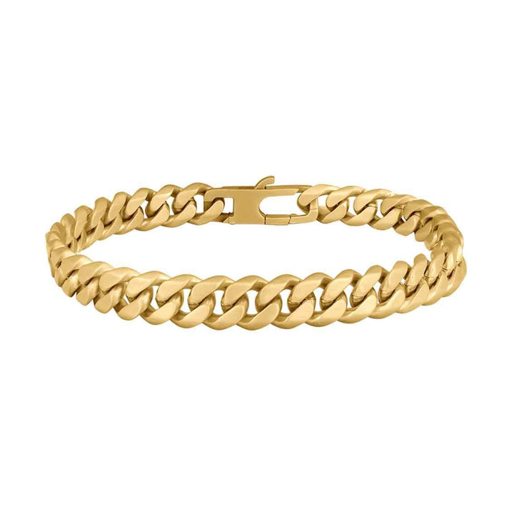 SON Armband STAHL Panzer vergoldet gebürstet 19cm - My Fine Jewellery