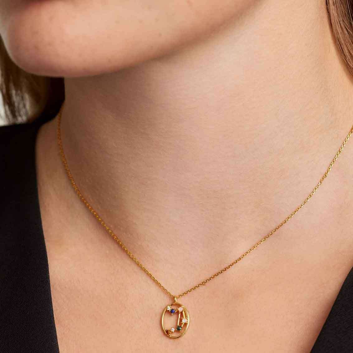 Halskette Waage, Sterlingsilber vergoldet, Tierkreiszeichen - My Fine Jewellery