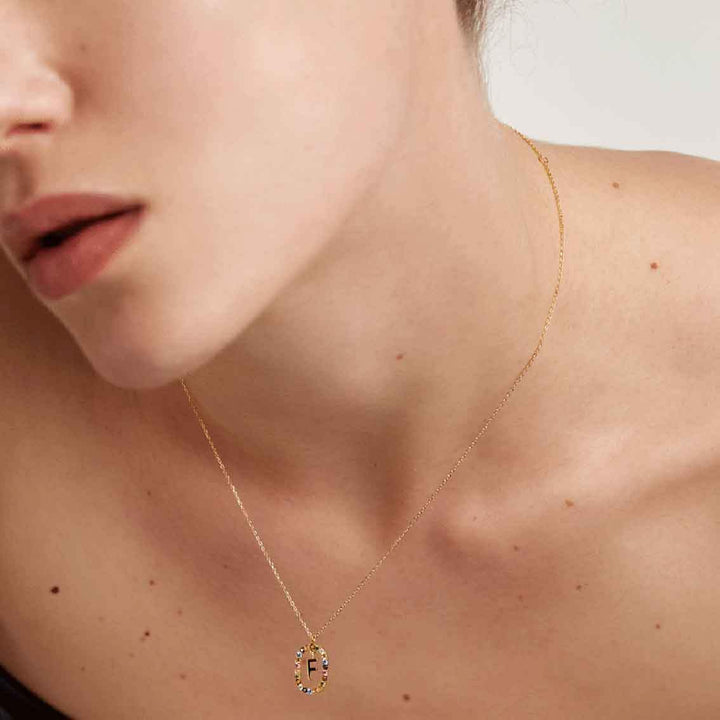 Halskette F Buchstabe, Sterlingsilber vergoldet - My Fine Jewellery