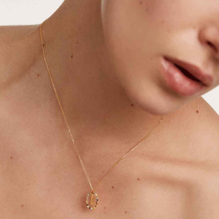 Halskette L Buchstabe, Sterlingsilber vergoldet - My Fine Jewellery