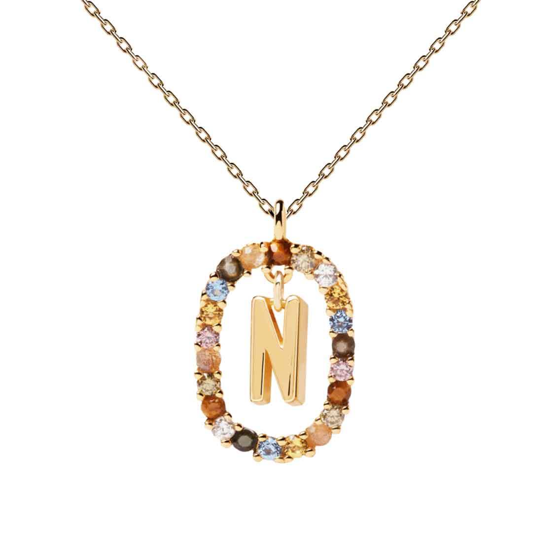 Halskette N Buchstabe, Sterlingsilber vergoldet - My Fine Jewellery