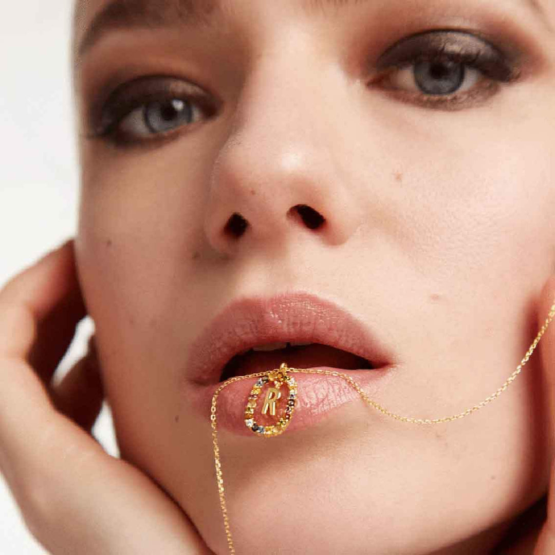 Halskette R Buchstabe, Sterlingsilber vergoldet - My Fine Jewellery